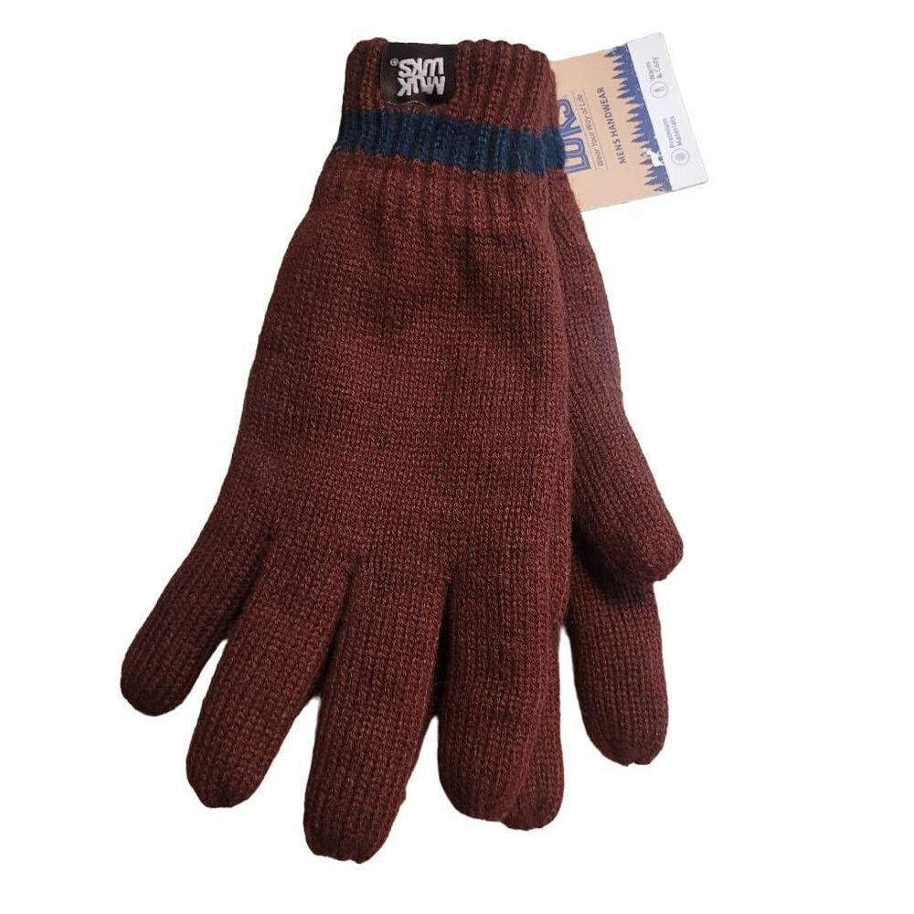 Muk Luks Men's Ox Blood/Navy Acrylic Knit Gloves NEW